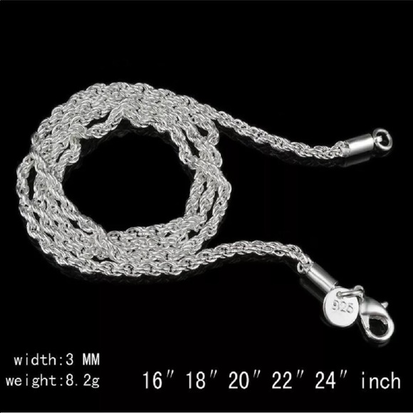 925 Sterling Silver Rope Chain - Picture 2 of 8